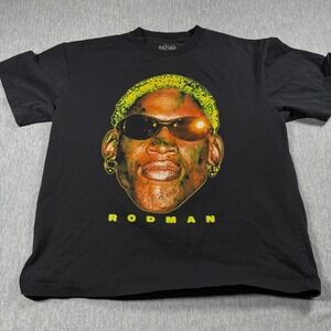 Rodman Apparel T Shirt Mens XL Black Dennis Rodman Face Graphic Short Sleeve Tee
